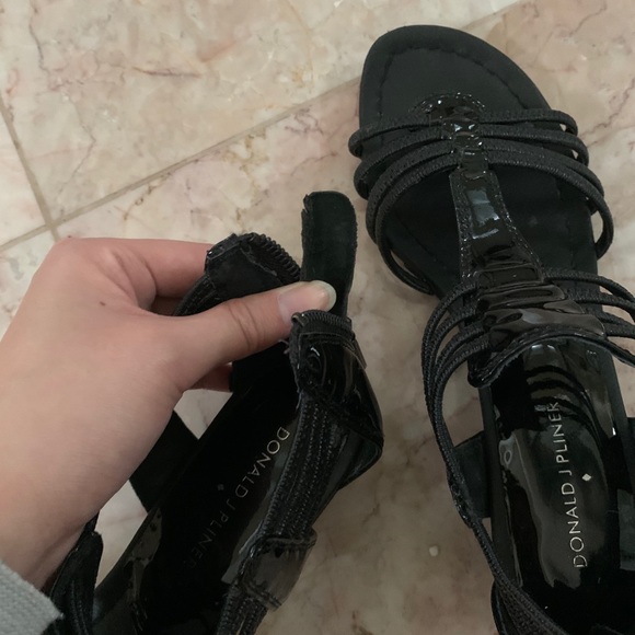 Strappy Black Wedge Sandals - Picture 2 of 6